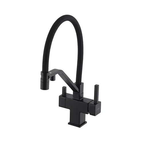 Смеситель для кухни под фильтр с гибким изливом черный матовый Frap G4395-66 Черный матовый - фото 1