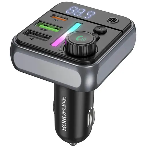 АЗП FM модулятор Borofone BC50 Ascenso PD20W+QC3.0 18W (2USB-A/1C) Black