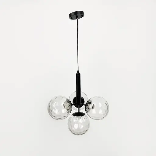 Чорний світильник на 4 білих прозорих плафонів | Арт. A 201/4 BK+CL | Line F - фото 6