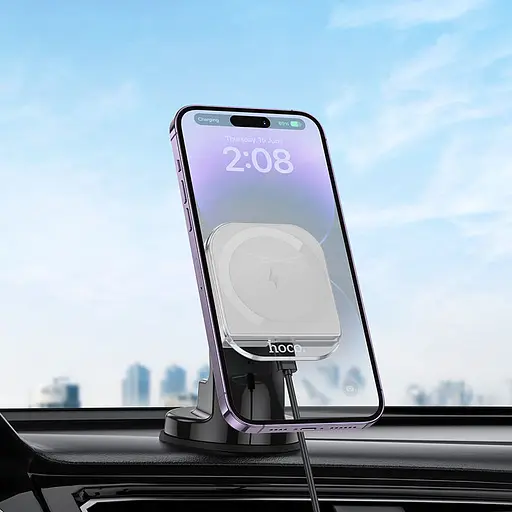 Автодержатель с БЗУ Hoco HW18 Crystal (center console) - фото 3