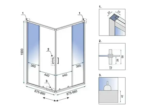 Душевая кабина Rea City 90x90 black REA-K6446, Черный матовый, Универсальная, прозрачная - фото 6