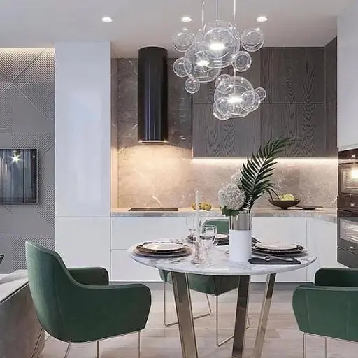 Подвесной светильник-молекула Ø 30 см + 4 шарика в хроме | Line F | Ст. AA397-300+4 CH+CL - фото 1