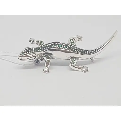 Серебряная брошь Ирий с фианитами. 9506 Белый Зеленый - фото 2