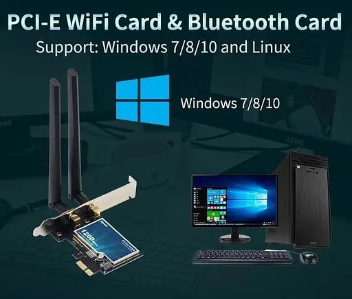 Мережева карта Fenvi FV-AC1200 Bluetooth + Wi-Fi 2.4 / 5 GHz PCI-E до 1200 Mbps з антенами (18841) - фото 4