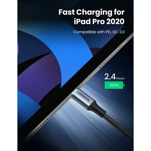 Кабель UGREEN US316 USB-C Cable Aluminum Case with Braided 2m (Black) (UGR-70429) - фото 7