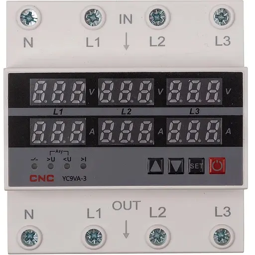 Реле контроля напряжения и тока CNC YC9VA-3 63A