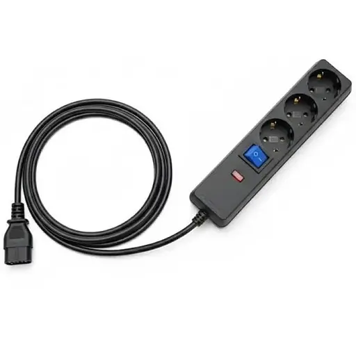 Фильтр сетевой для ИБП 2E, 3 розетки, 1 м, черный, 10А, выключатель, заземление, 3x1 мм² (2E-U03C14M1BK) - фото 1