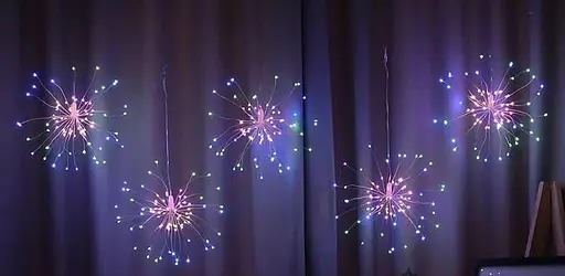 Гірлянда-штора Пучок Феєрверк 3 х 0.6 м Новорічна гірлянда штора 1000 LED від мережі 220В 8 режимів Кольорова - фото 2