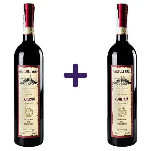Красное сухое вино Kartuli Vazi Saperavi красное сухое 12% 1.5 л (2 шт. х 0.75 л) - фото 1