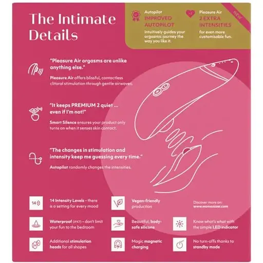 Вакуумный стимулятор Womanizer Premium 2 - Raspberry - фото 9