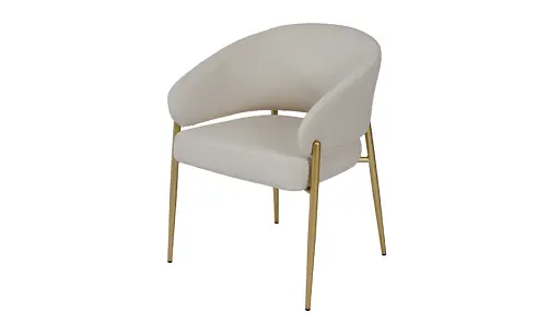 Стілець Мальта тканина айворі метал золоті ніжки