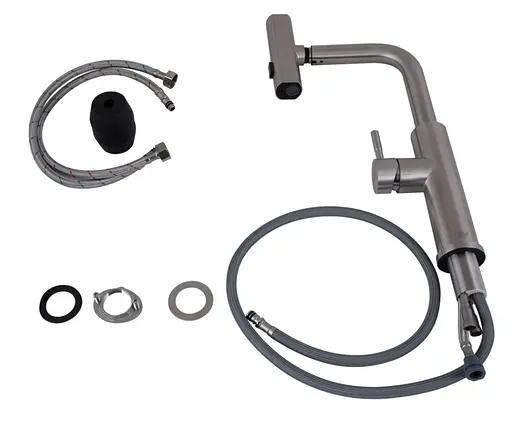 Змішувач для кухні Lidz Aria 015FLT з висувним мультифункціональним виливом-лійкою LDARI015FLTNKS37643 - фото 4