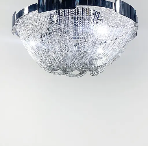 Стельова хромована люстра з переплетеними ланцюжками Line.F Діаметр 40см - фото 4