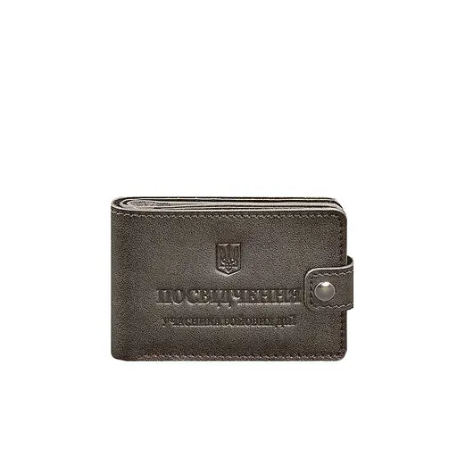 Кожаная обложка-портмоне для удостоверения участника боевых действий (УБД) Темно-бежевая - фото 8