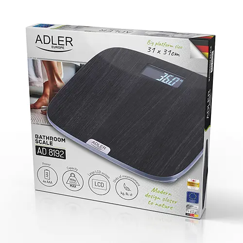 Електричні ваги Adler AD 8192 до 180 кг точність 100 г велика платформа - фото 9