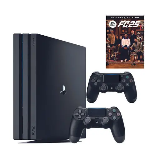Консоль Sony PlayStation 4 PRO 1TB CUH 72 Black обслугована + 2 Геймпада бездротових DualShock 4 + EA Sports FC 25 Ultimate Edition + гарантія б/в
