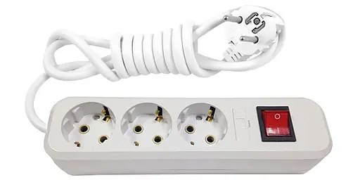 Удлинитель 3 гнезда 5М (провод 100% медь) переноска с зазем. с выкл. с защит. (3х1) MODERN (18279) ТМ LUMANO - фото 1