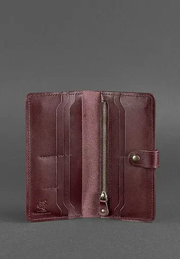 Кожаное женское портмоне 7.0 бордовое. - фото 5