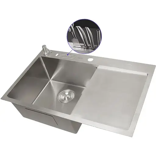 Накладна кухонна мийка Nett NS-7848(R) з правим крилом - фото 2