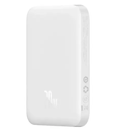 Павербанк BASEUS Magnetic Mini Wireless 1000MH USB-C PD 20W с беспроводной зарядкой Qi 15W Белый - фото 2