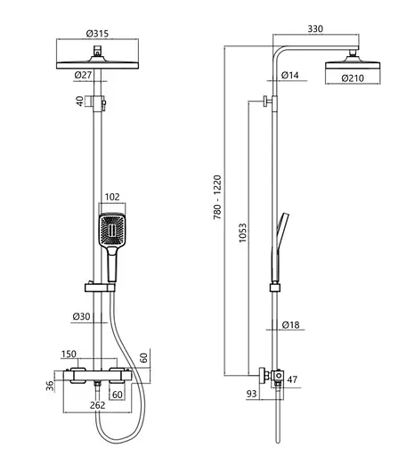 Душевая система универсальная Qtap Sloup Chrome термостатическая QTSL57103KNC - фото 5
