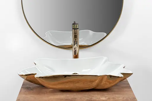 Умивальник Rea Infinity накладний білий/золото REA-U3400, Білий - фото 4