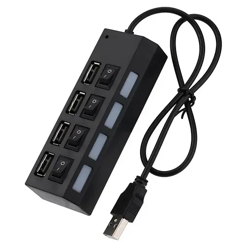 Розгалужувач Хаб на 4 порти USB 2.0 з перемикачами - фото 1