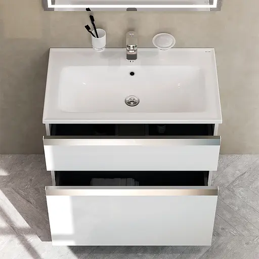 Тумба з умивальником AM.PM X-Joy підлогова 80 см 2 ящики білий MTA-FSX0802WG-WCC0802WG Білий - фото 7