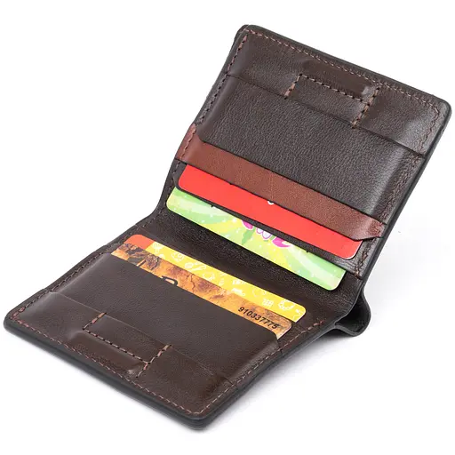 Мужской кожаный кошелек Grande Pelle 9х10х1 см acs0016024 - фото 4