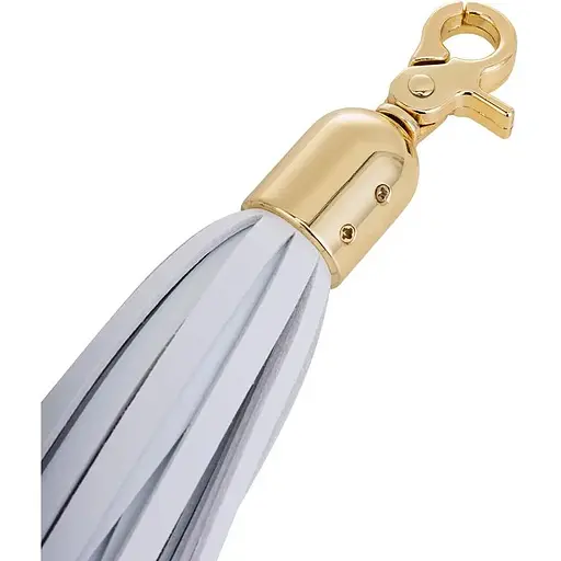 Металева анальна пробка Хвіст поні Lockink Sevanda White Pony-Tail Anal Pear-shape Plug - фото 4