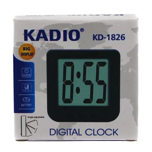 Настільний годинник Kadio KD-1826 цифровий на батарейках чорний - фото 4