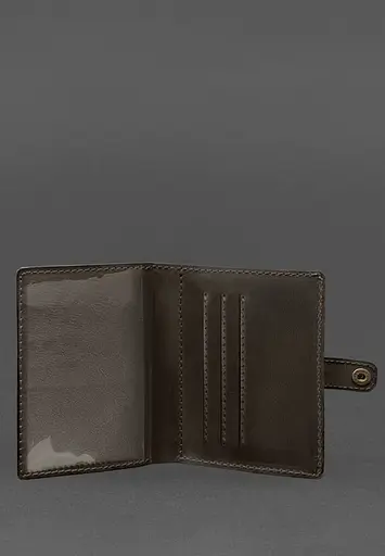 Кожаная обложка-портмоне для удостоверения офицера 11.0 темно-коричневая Crazy Horse - фото 4