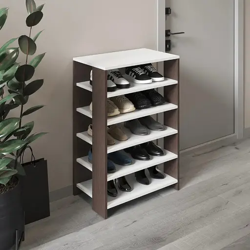 Тумба для взуття VAYS взуттєва полиця M-36 білий-венге темний