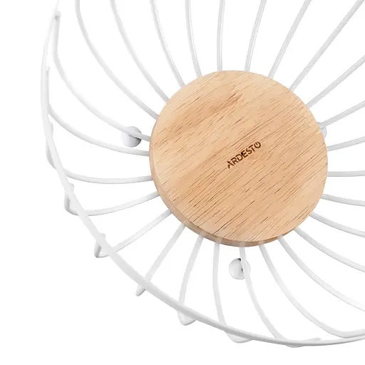 Корзина для фруктов Ardesto Midori белый металл дерево 25х25х13 см (AR0904W) - фото 3