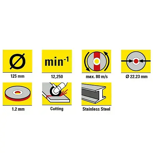 Круг отрезной по металлу Trotec 125 х 22.23 х 1.2 мм 12 шт. (DAS302828) - фото 2