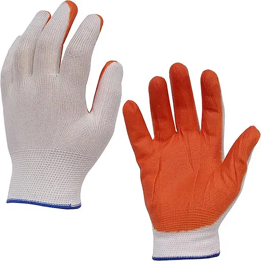 Перчатки рабочие строительные защитные стрейчевые с латексным покрытием, Yu Xin Оранжевый 87053 - фото 1