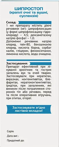 Капли глазные и ушные Ципростоп Modes для животных, суспензия 10 мл - фото 2