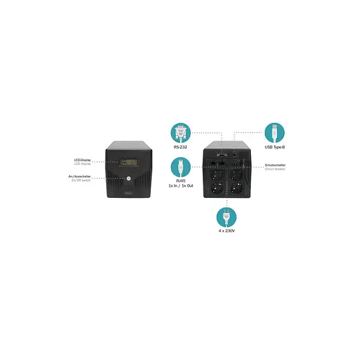 Пристрій безперебійного живлення Digitus 1000VA DN-170074 (DN-170074) - фото 4