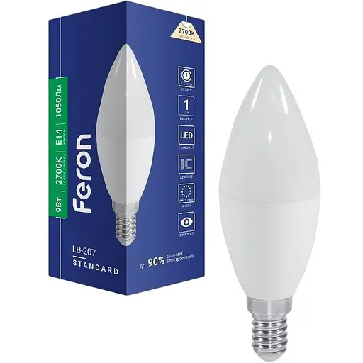 Світлодіодна лампа Feron LB-207 C37  230V 9W  E14 2700K (40180)