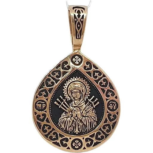 Золотая подвеска-икона Золотой век Богородицы "Умягчение злых сердец"". 31400-3/01/4