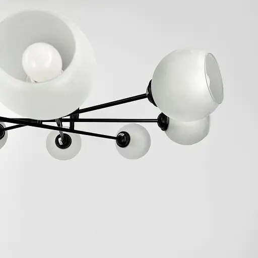 Сучасна плафонна люстра в чорному корпусі на 8 ламп Ø 80 см | Арт. 4222/8G BK+WT | Line F - фото 5