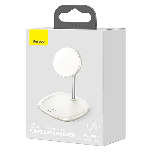 Зарядний пристрій Qi Baseus Swan Magnetic Desktop Bracket Wireless Charger (WXSW-02) білий - фото 3