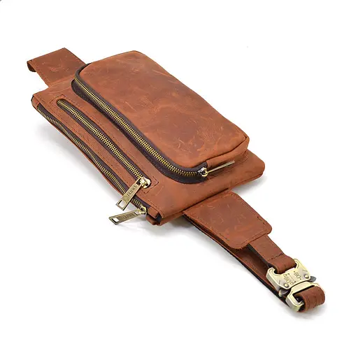 Кожаная мужская сумка на пояс TARWA 26х16х3 см sum0026004 - фото 5