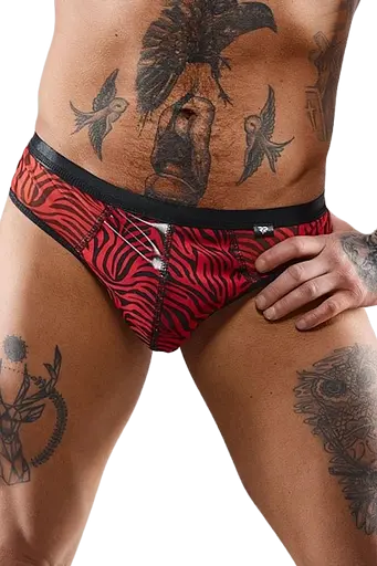 Чоловічі труси-бразиліани Regnes Fetish Planet S (чорний з червоним)