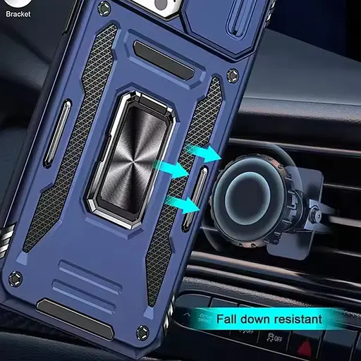 Ударостійкий чохол Epik Camshield Army Ring для Apple iPhone 13/14, 6.1 Синій/Navy - фото 4