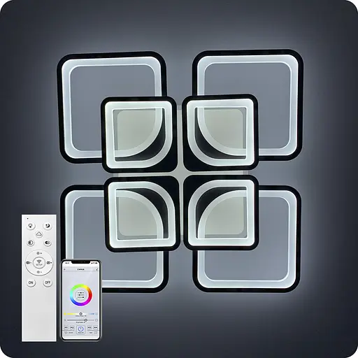 Люстра светодиодная 517 Light 3color с пультом 240Вт Черный (01758) - фото 9