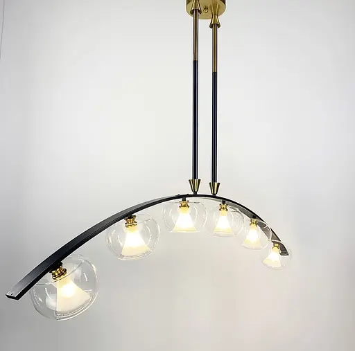 Дизайнерська люстра у вигнутому каркасі чорного кольору Line.F ZL 1708/6 - фото 4