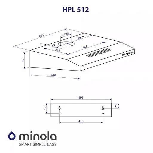 Вытяжка плоская Minola HPL 512 WH - фото 11