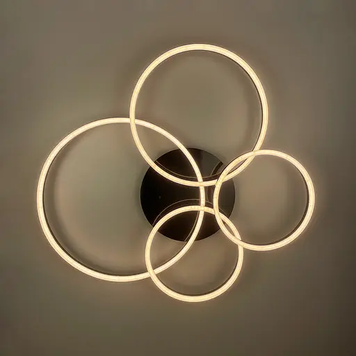 Сучасний LED світильник на 4 кільця у чорному корпусі | Арт. A 55021/4 BK | Line F - фото 3