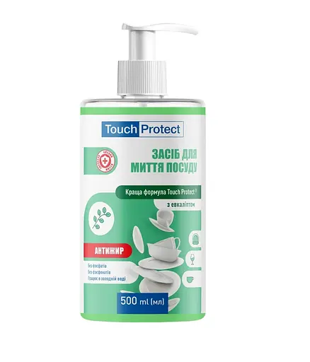 Средство для мытья посуды Антижир с эвкалиптом Touch Protect 500 мл - фото 1